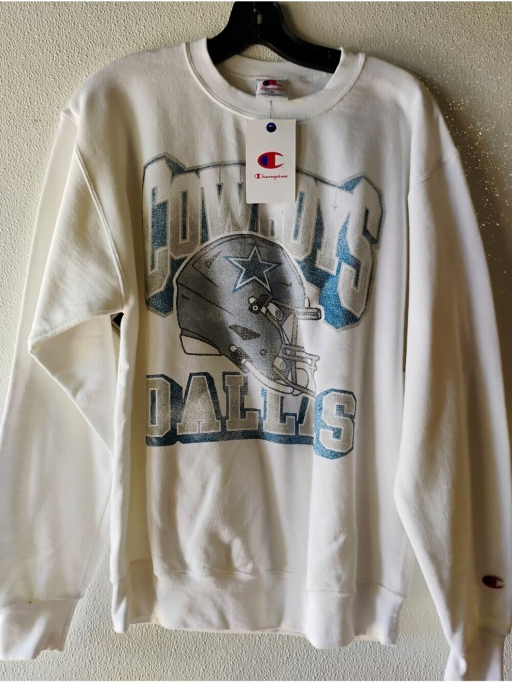 Champion Dallas Cowboys Crewneck Sweatshirt White Small Official NFL